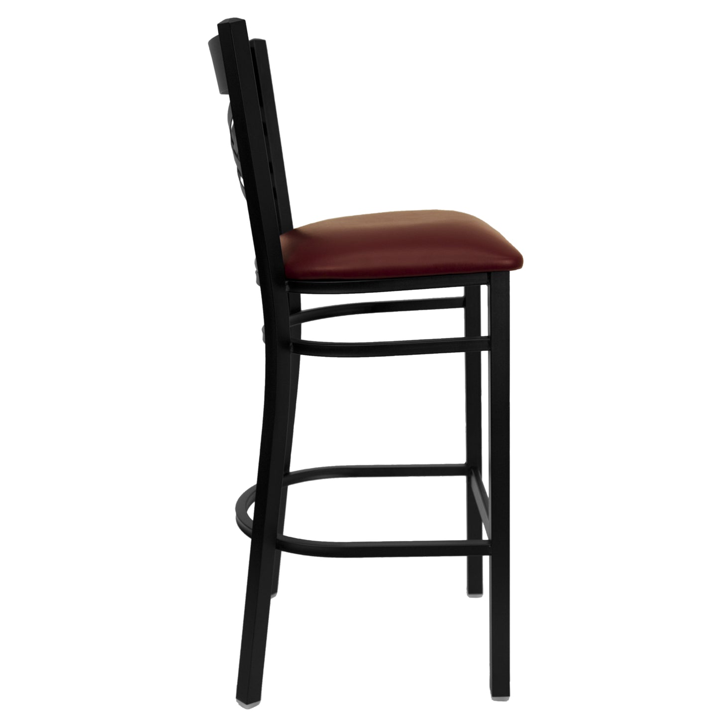 Black X Stool-Burg Seat XU-6F8BXBK-BAR-BURV-GG