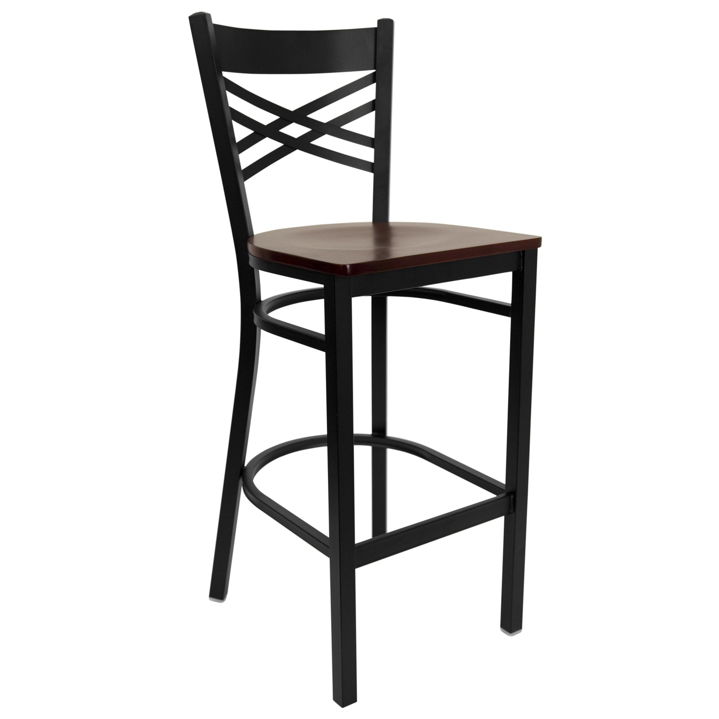 Black X Stool-Mah Seat XU-6F8BXBK-BAR-MAHW-GG