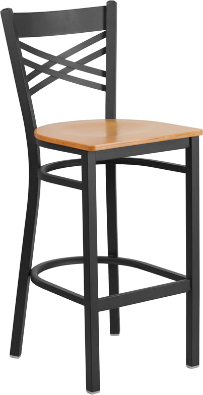 Black X Stool-Nat Seat XU-6F8BXBK-BAR-NATW-GG