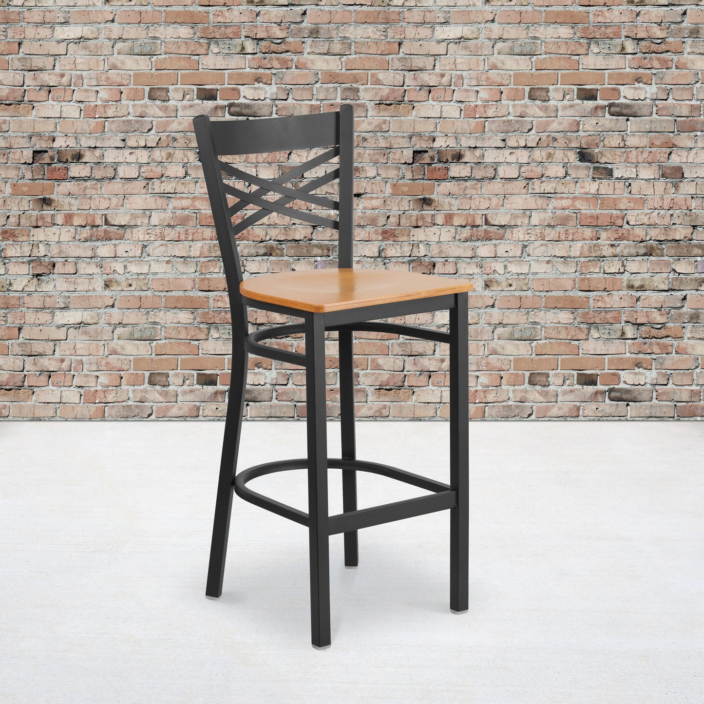 Black X Stool-Nat Seat XU-6F8BXBK-BAR-NATW-GG