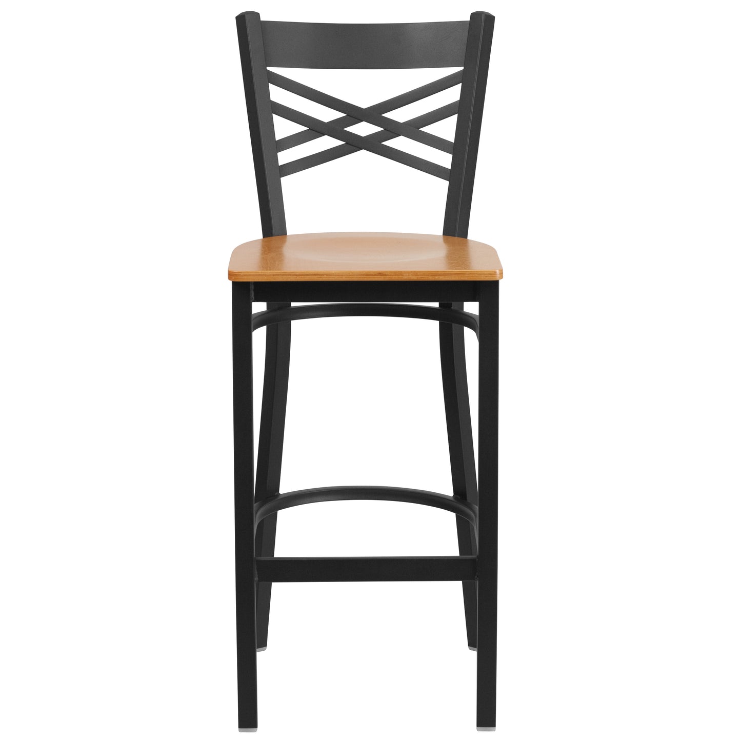 Black X Stool-Nat Seat XU-6F8BXBK-BAR-NATW-GG