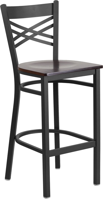 Black X Stool-Wal Seat XU-6F8BXBK-BAR-WALW-GG