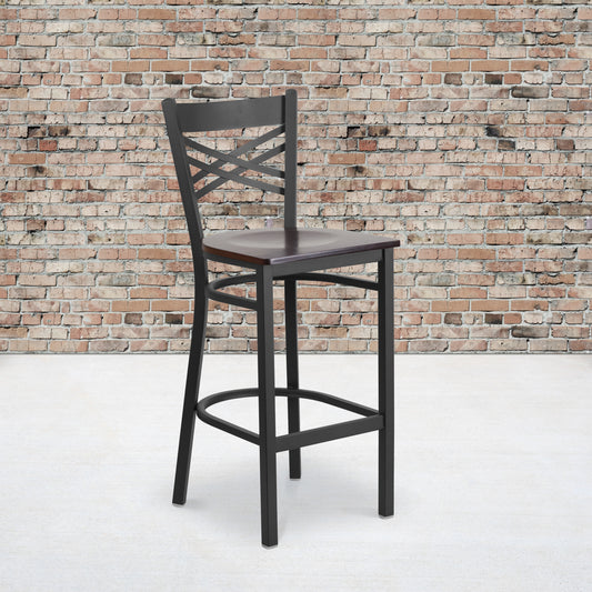 Black X Stool-Wal Seat XU-6F8BXBK-BAR-WALW-GG