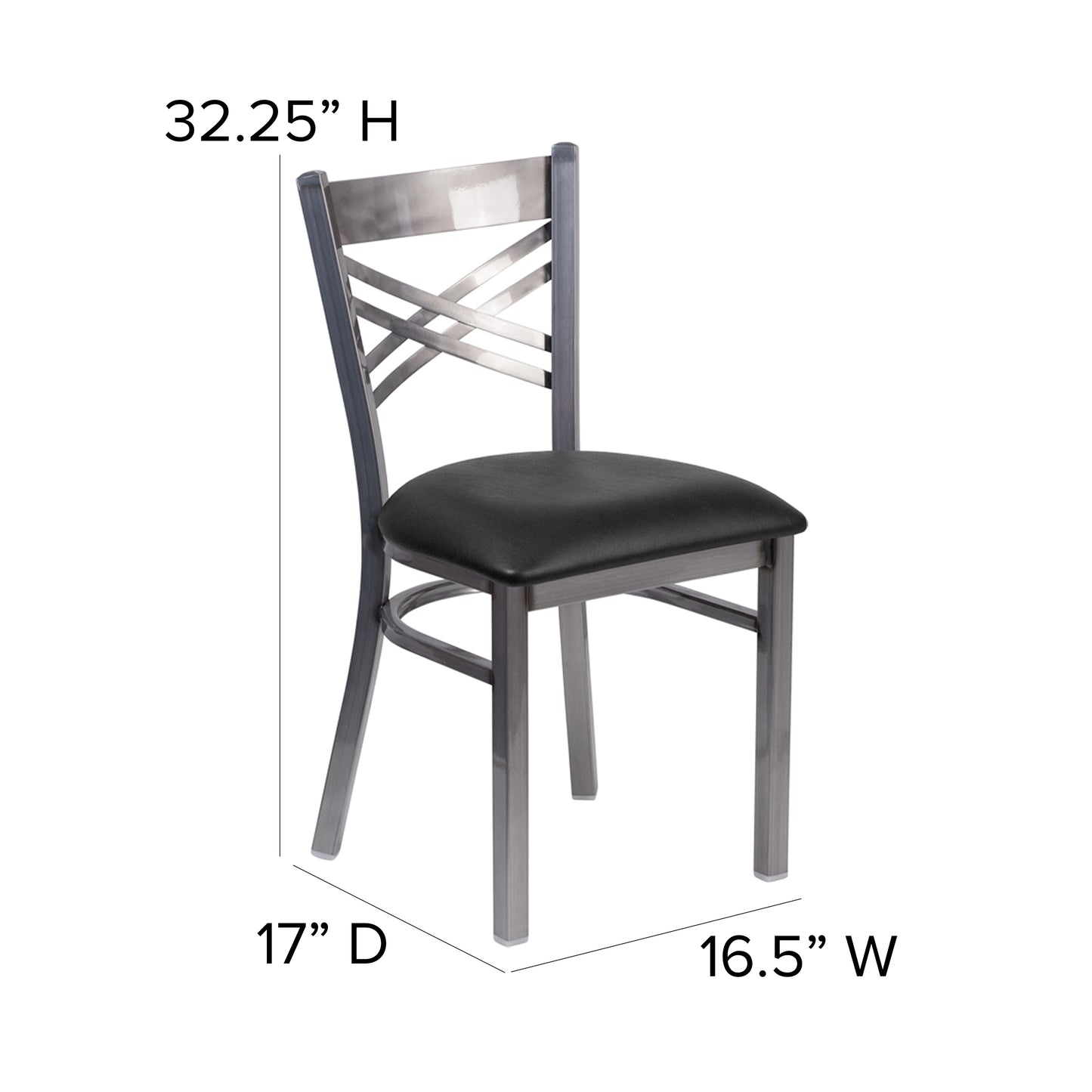 Clear X Chair-Black Seat XU-6FOB-CLR-BLKV-GG