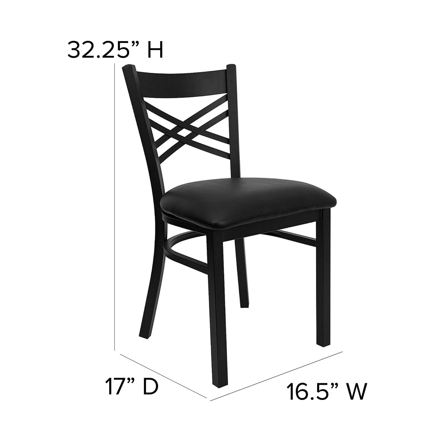 Black X Chair-Black Seat XU-6FOBXBK-BLKV-GG