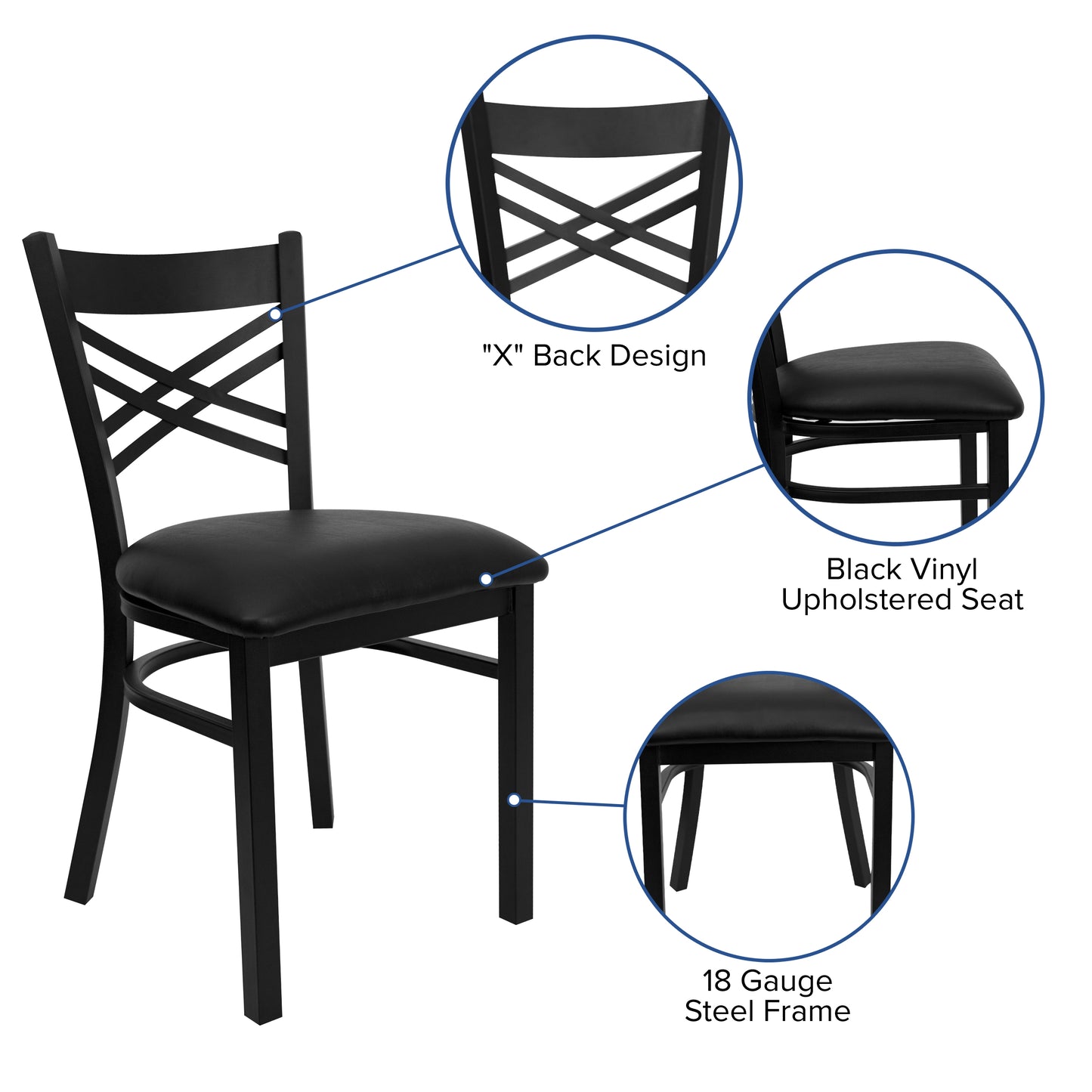 Black X Chair-Black Seat XU-6FOBXBK-BLKV-GG