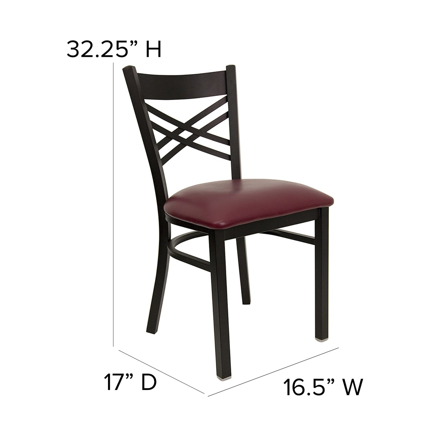 Black X Chair-Burg Seat XU-6FOBXBK-BURV-GG