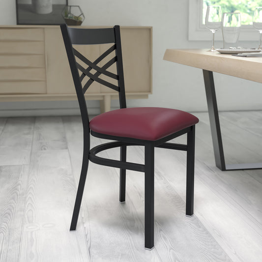 Black X Chair-Burg Seat XU-6FOBXBK-BURV-GG