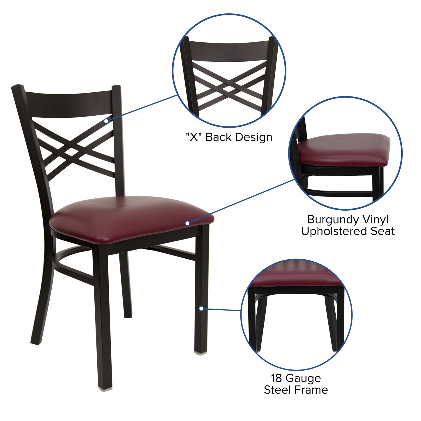 Black X Chair-Burg Seat XU-6FOBXBK-BURV-GG