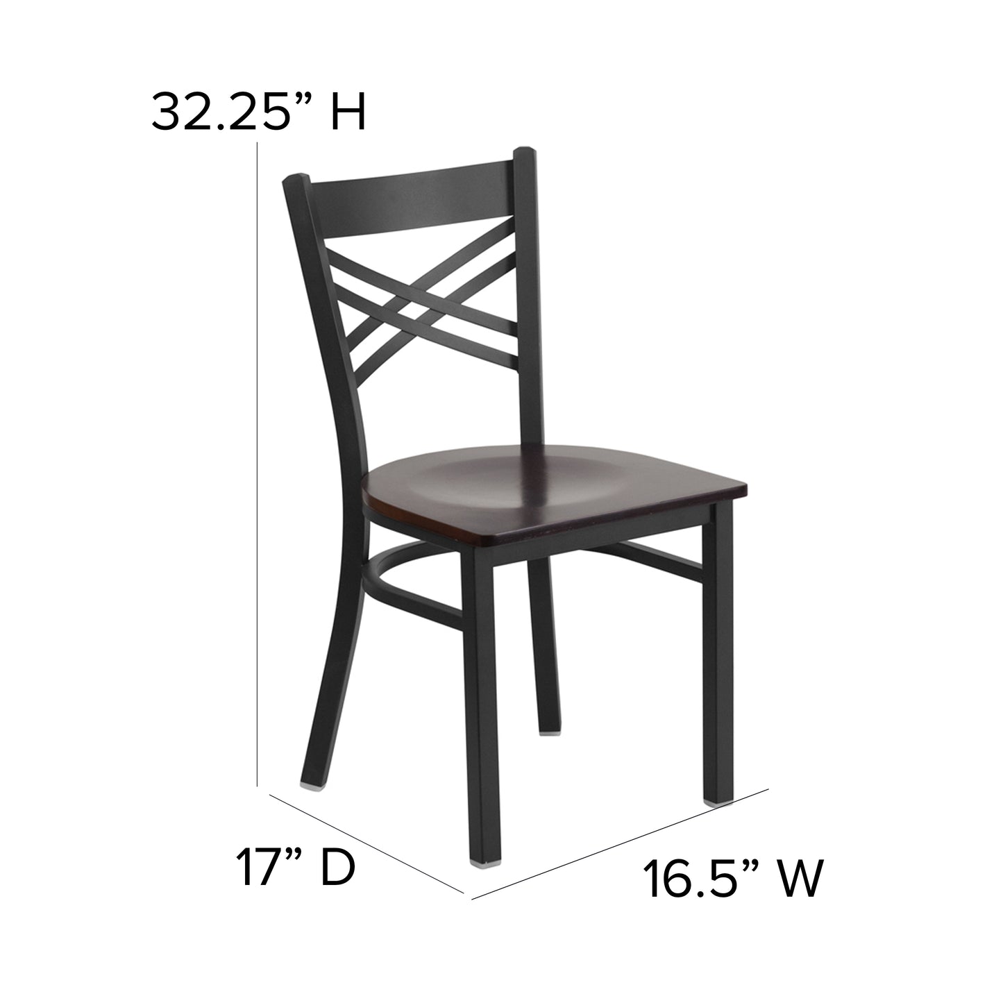 Black X Chair-Wal Seat XU-6FOBXBK-WALW-GG