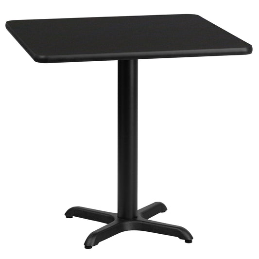 24SQ Black Table-22x22 X-Base XU-BLKTB-2424-T2222-GG