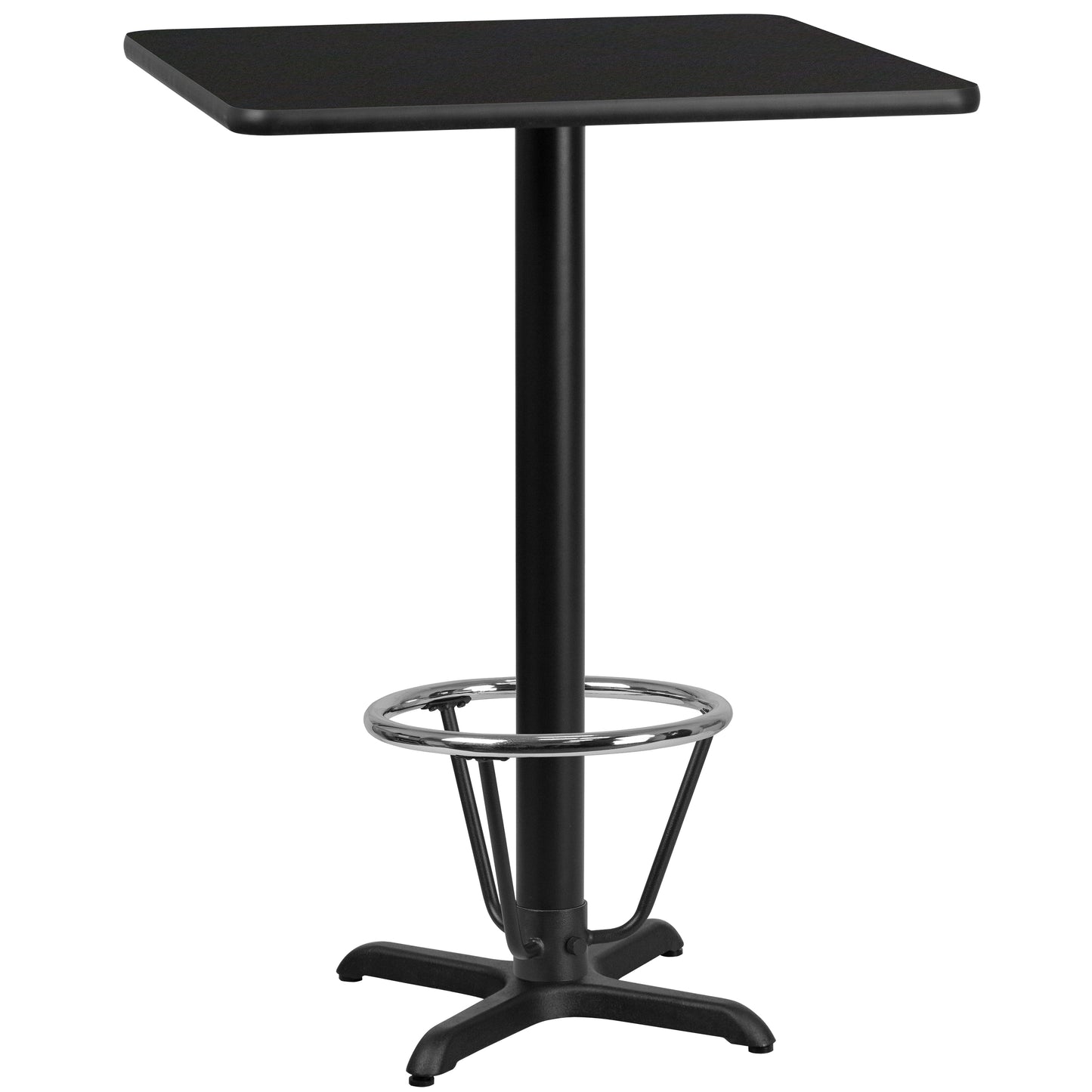 24SQ Black Table-22x22 X-Base XU-BLKTB-2424-T2222B-3CFR-GG