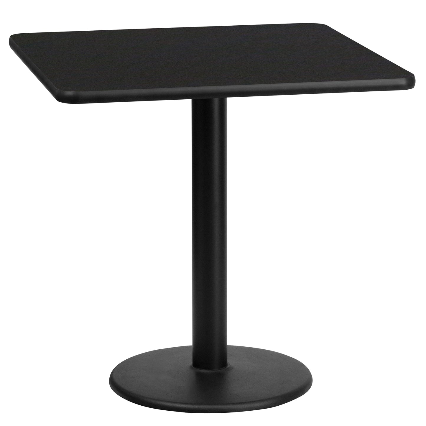 24SQ Black Table-18RD Base XU-BLKTB-2424-TR18-GG