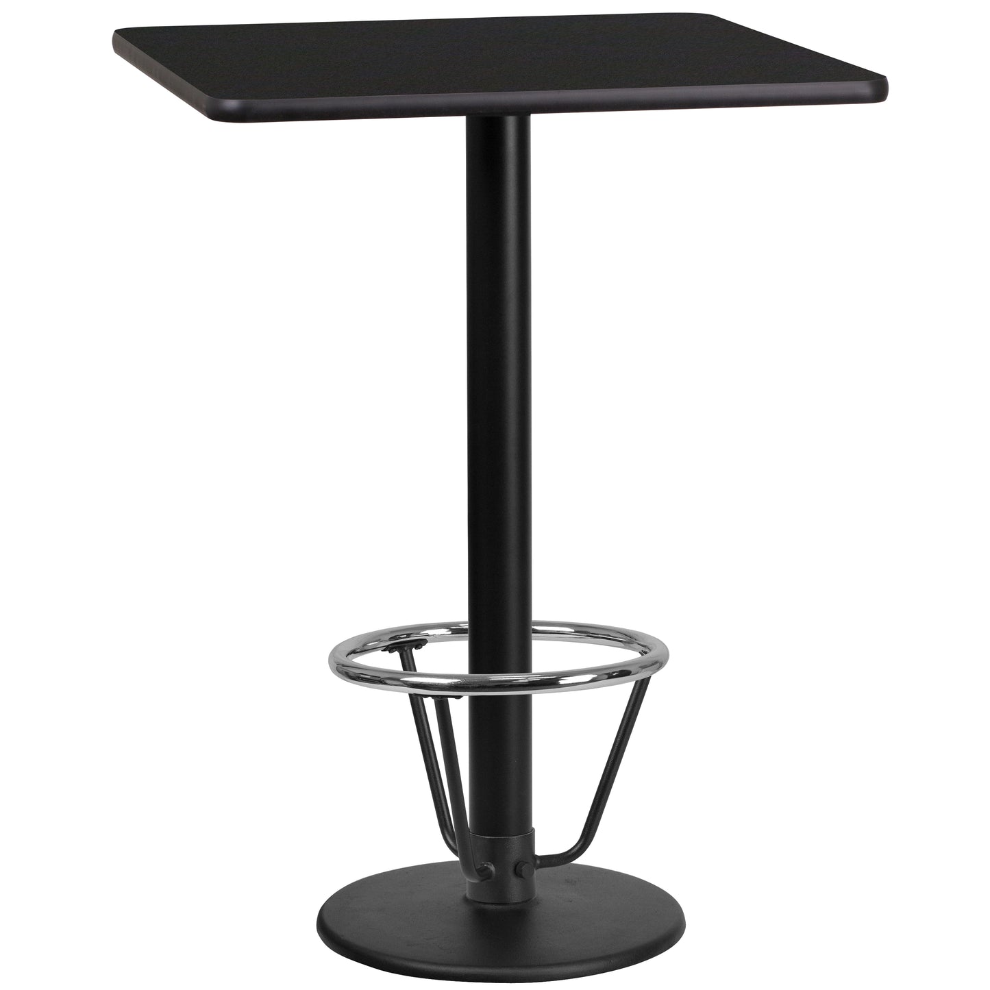 24SQ Black Table-18RD Base XU-BLKTB-2424-TR18B-3CFR-GG