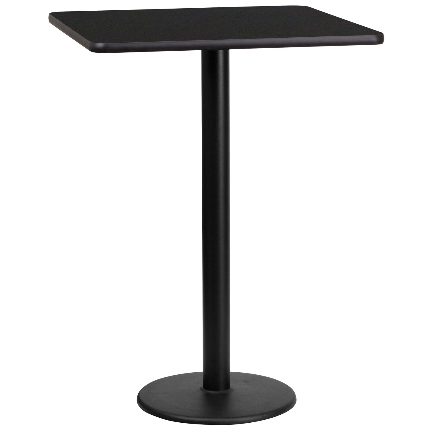 24SQ Black Table-18RD Base XU-BLKTB-2424-TR18B-GG