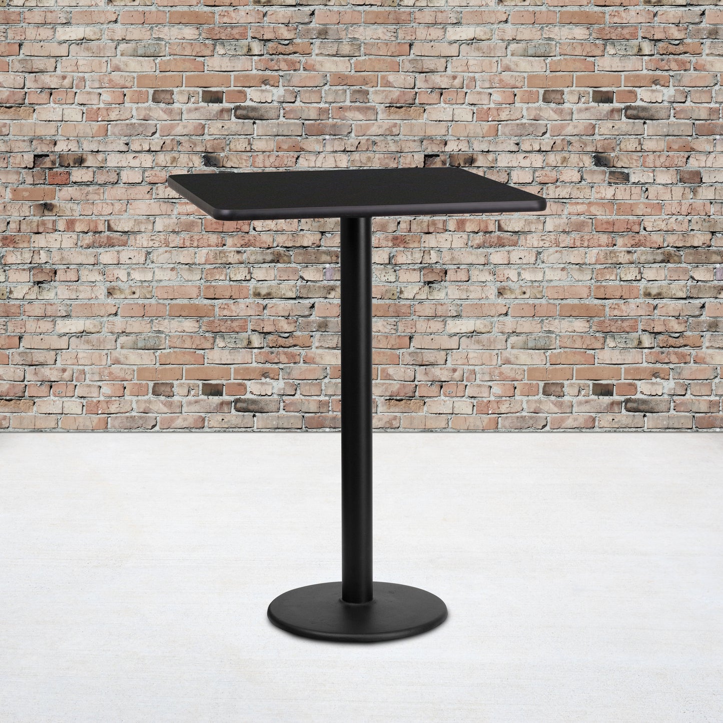 24SQ Black Table-18RD Base XU-BLKTB-2424-TR18B-GG