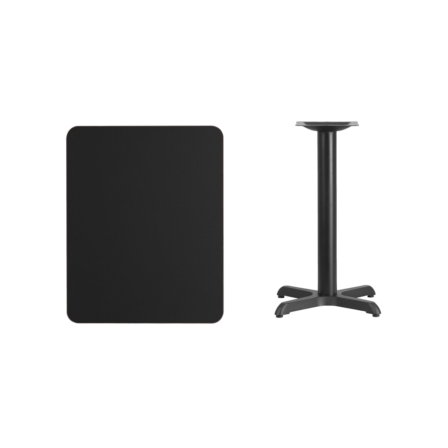 24x30 Black Table-22x22 X-Base XU-BLKTB-2430-T2222-GG