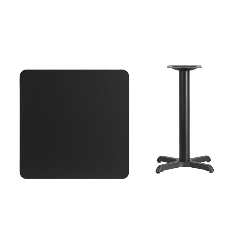 30SQ Black Table-22x22 X-Base XU-BLKTB-3030-T2222-GG