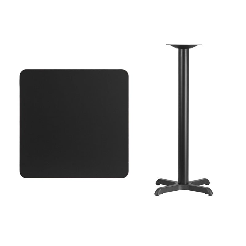 30SQ Black Table-22x22 X-Base XU-BLKTB-3030-T2222B-GG