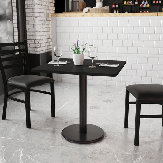 30SQ Black Table-18RD Base XU-BLKTB-3030-TR18-GG