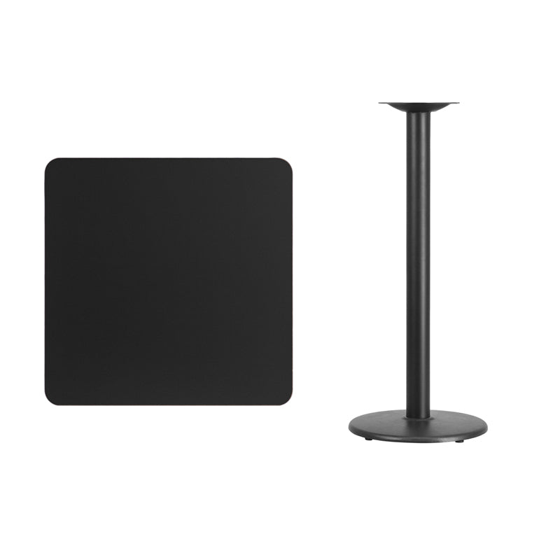 30SQ Black Table-18RD Base XU-BLKTB-3030-TR18B-GG