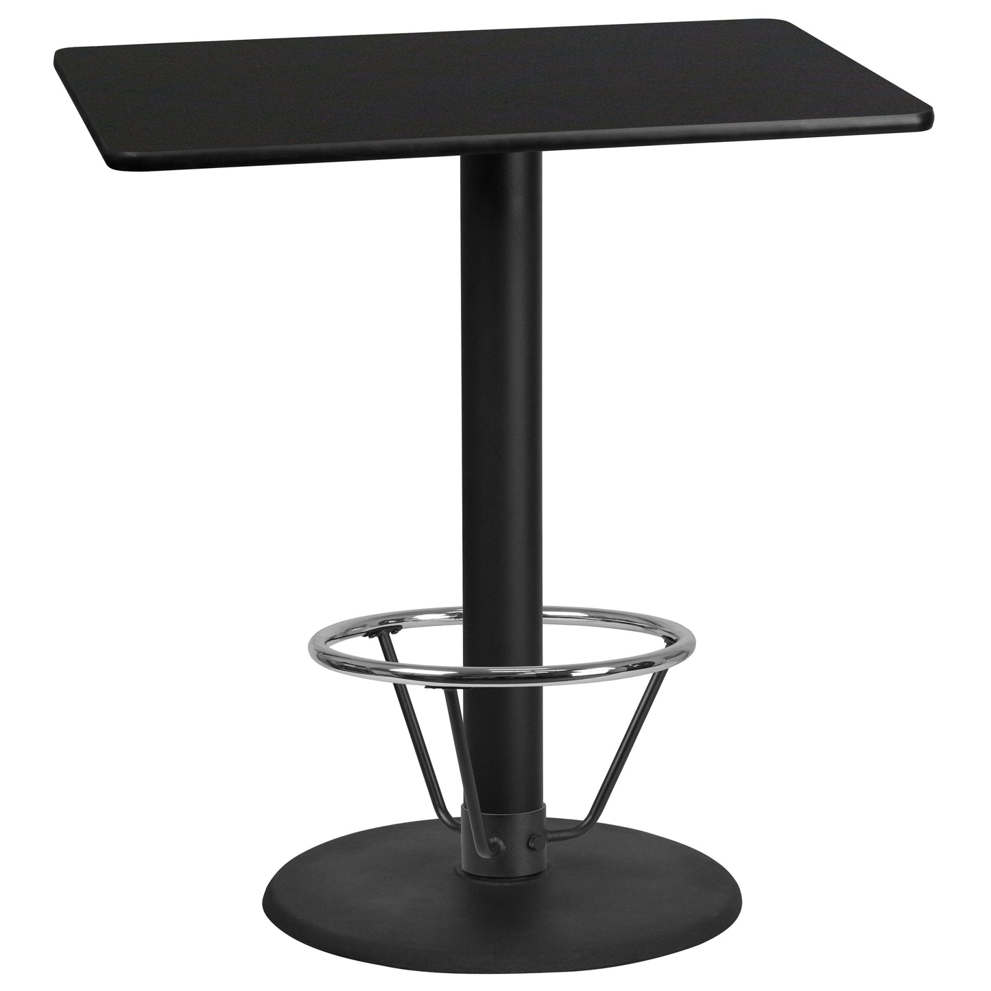 30x42 Black Table-24RD Base XU-BLKTB-3042-TR24B-4CFR-GG