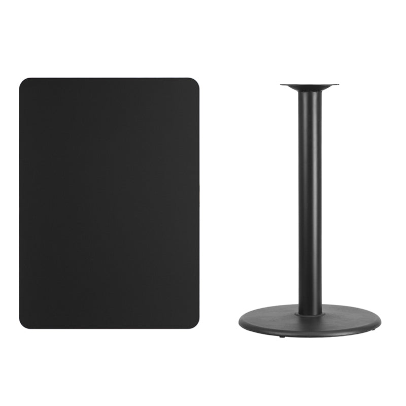 30x42 Black Table-24RD Base XU-BLKTB-3042-TR24B-GG