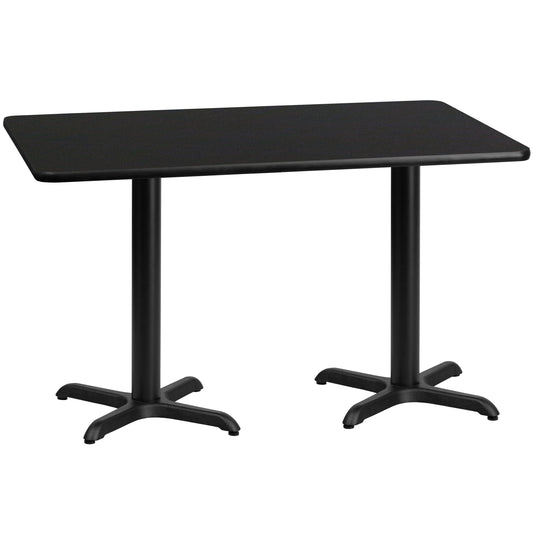 30x60 Black Table-22x22 X-Base XU-BLKTB-3060-T2222-GG