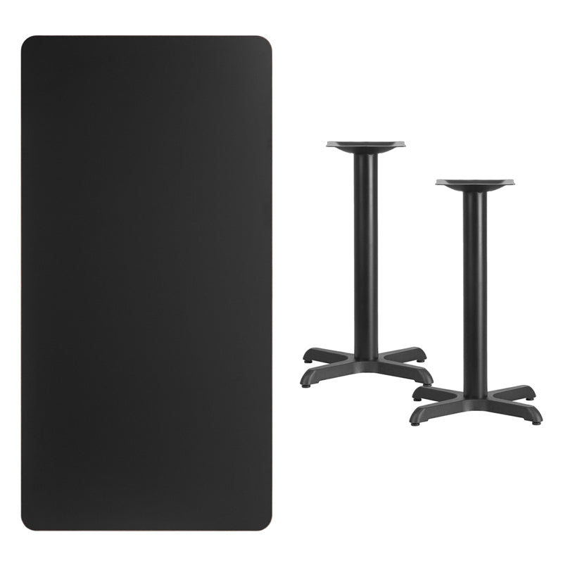 30x60 Black Table-22x22 X-Base XU-BLKTB-3060-T2222-GG