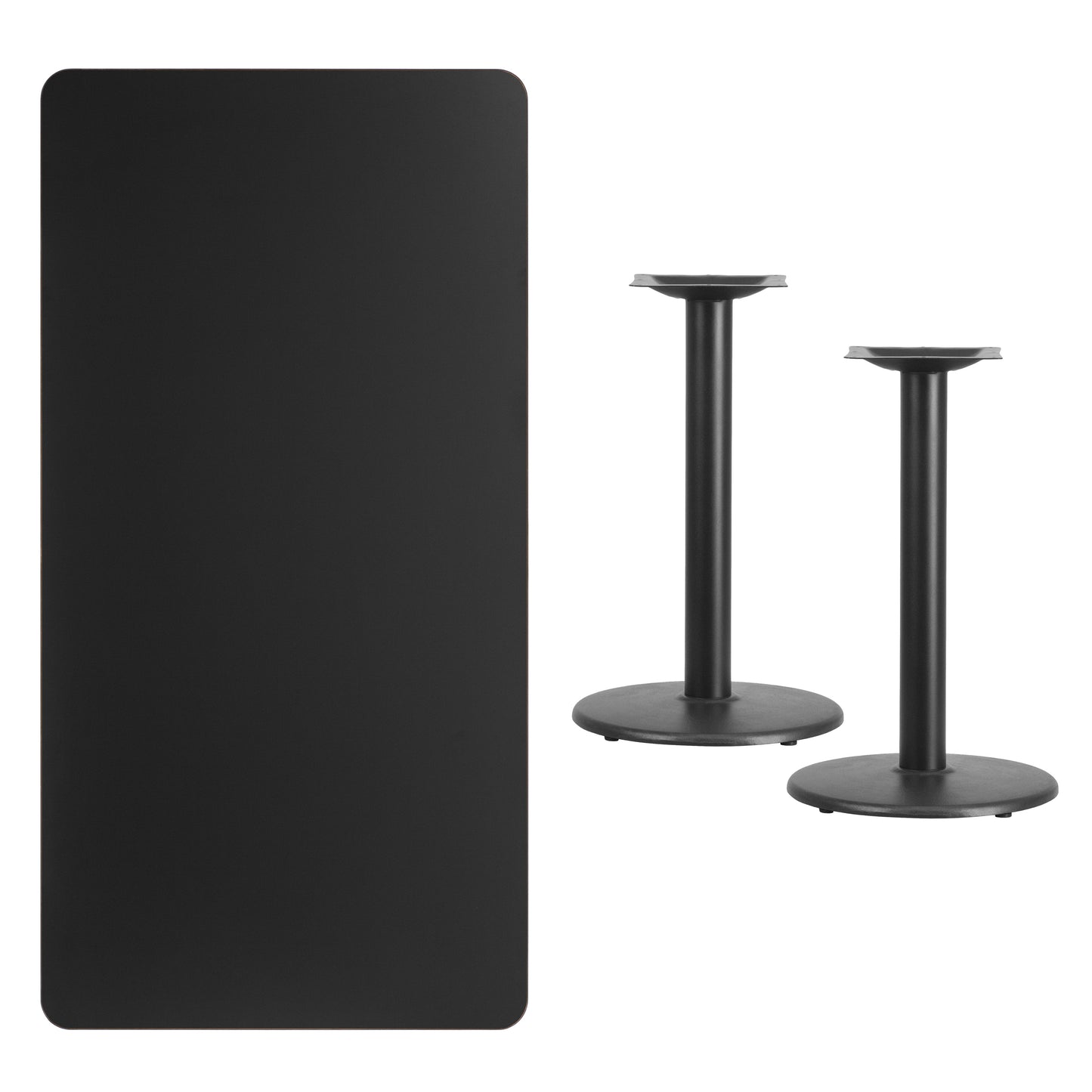 30x60 Black Table-18RD Base XU-BLKTB-3060-TR18-GG