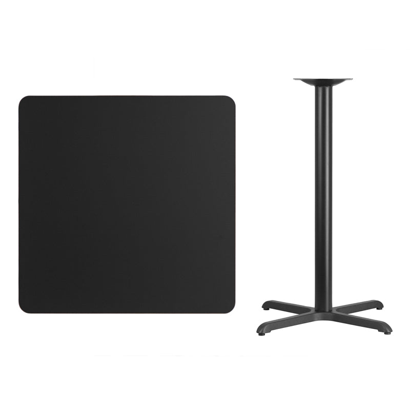 36SQ Black Table-30x30 X-Base XU-BLKTB-3636-T3030B-GG