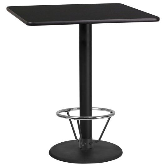 36SQ Black Table-24RD Base XU-BLKTB-3636-TR24B-4CFR-GG