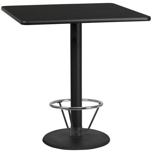 42SQ Black Table-24RD Base XU-BLKTB-4242-TR24B-4CFR-GG