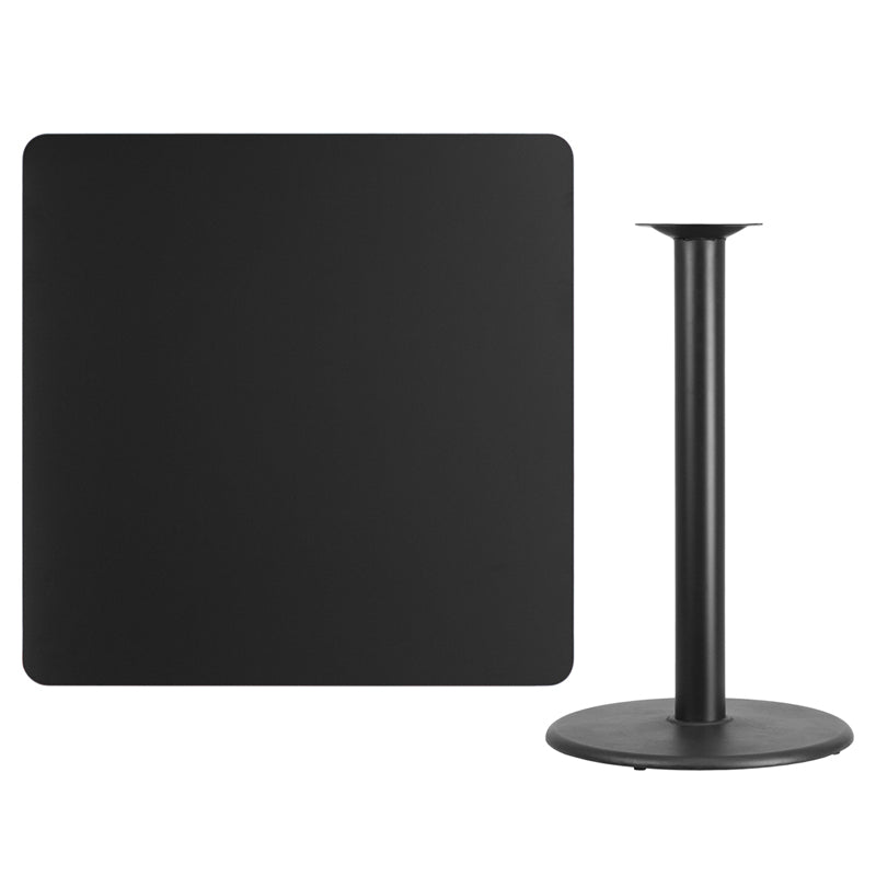 42SQ Black Table-24RD Base XU-BLKTB-4242-TR24B-GG