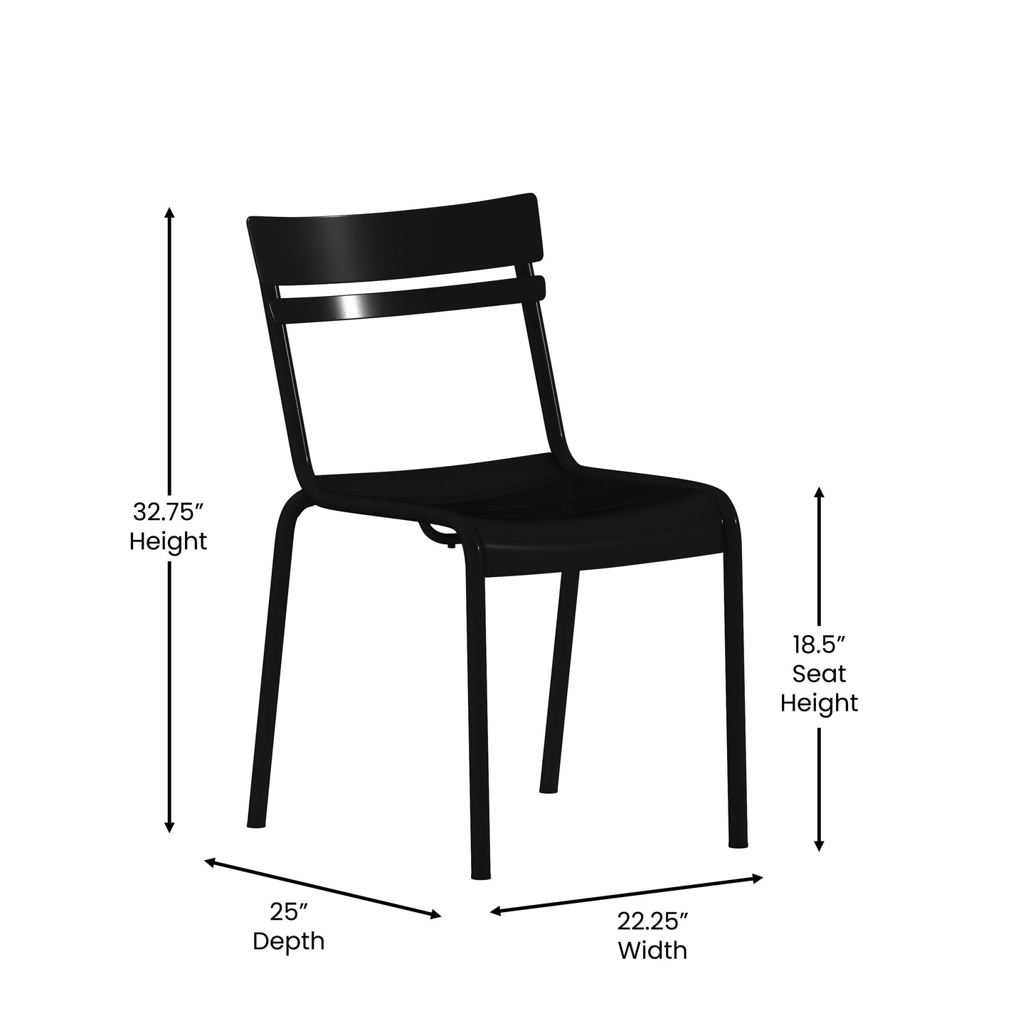 Black Steel Armless Chair XU-CH-10318-BK-GG