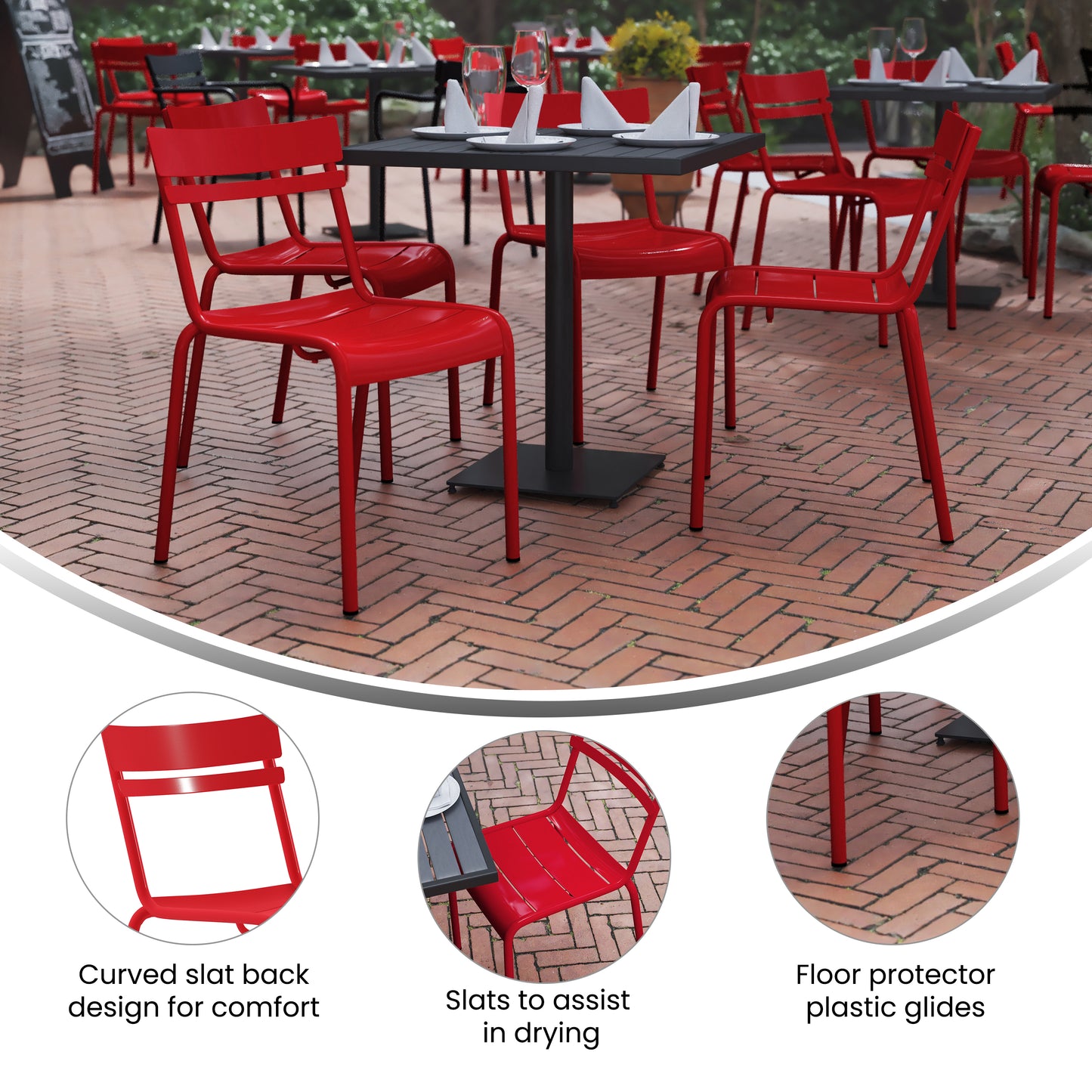 Modern Commercial Grade Indoor/Outdoor Armless Steel Stack Chair