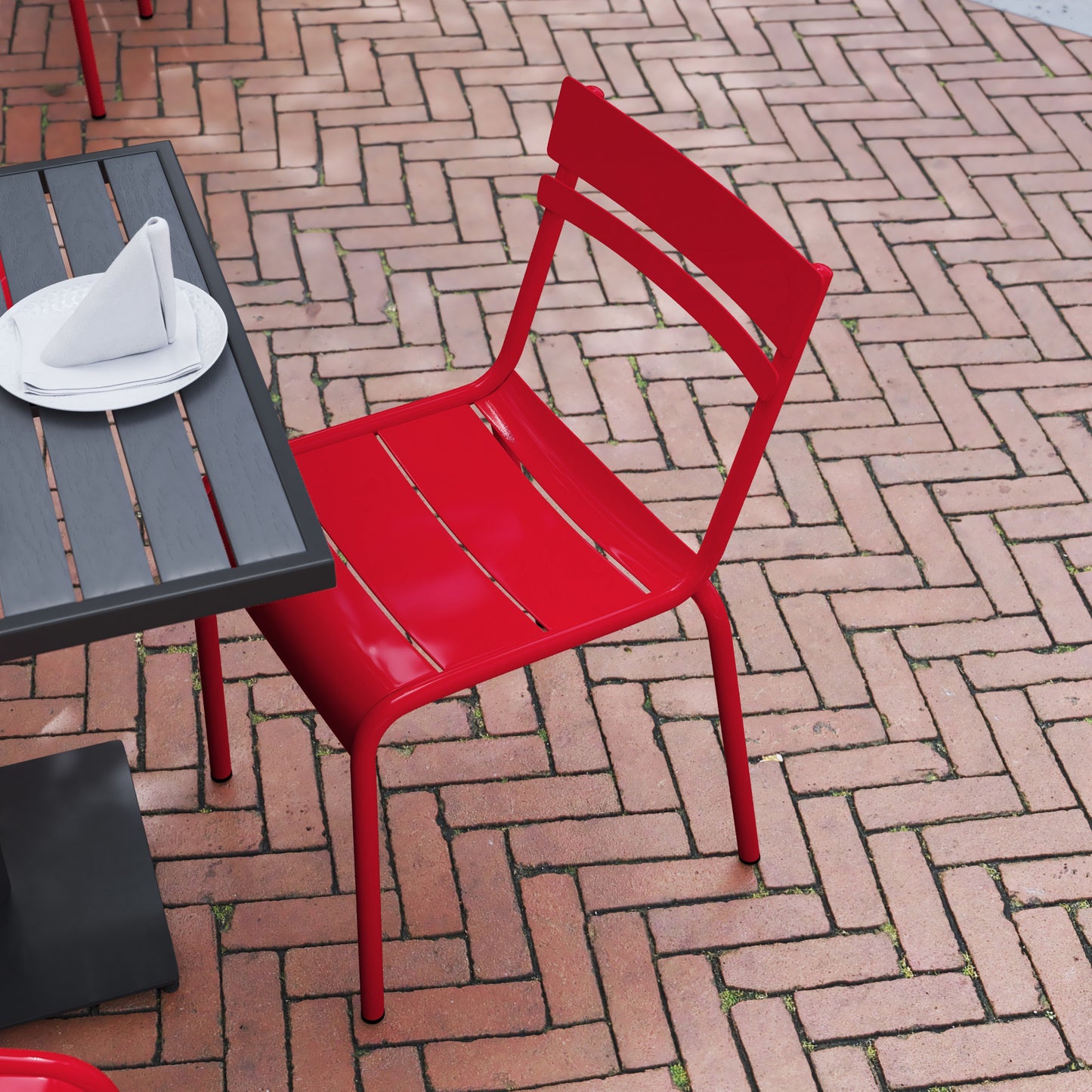 Red Steel Armless Chair XU-CH-10318-RED-GG