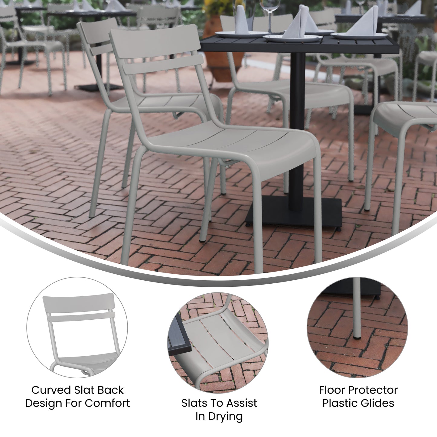 Modern Commercial Grade Indoor/Outdoor Armless Steel Stack Chair