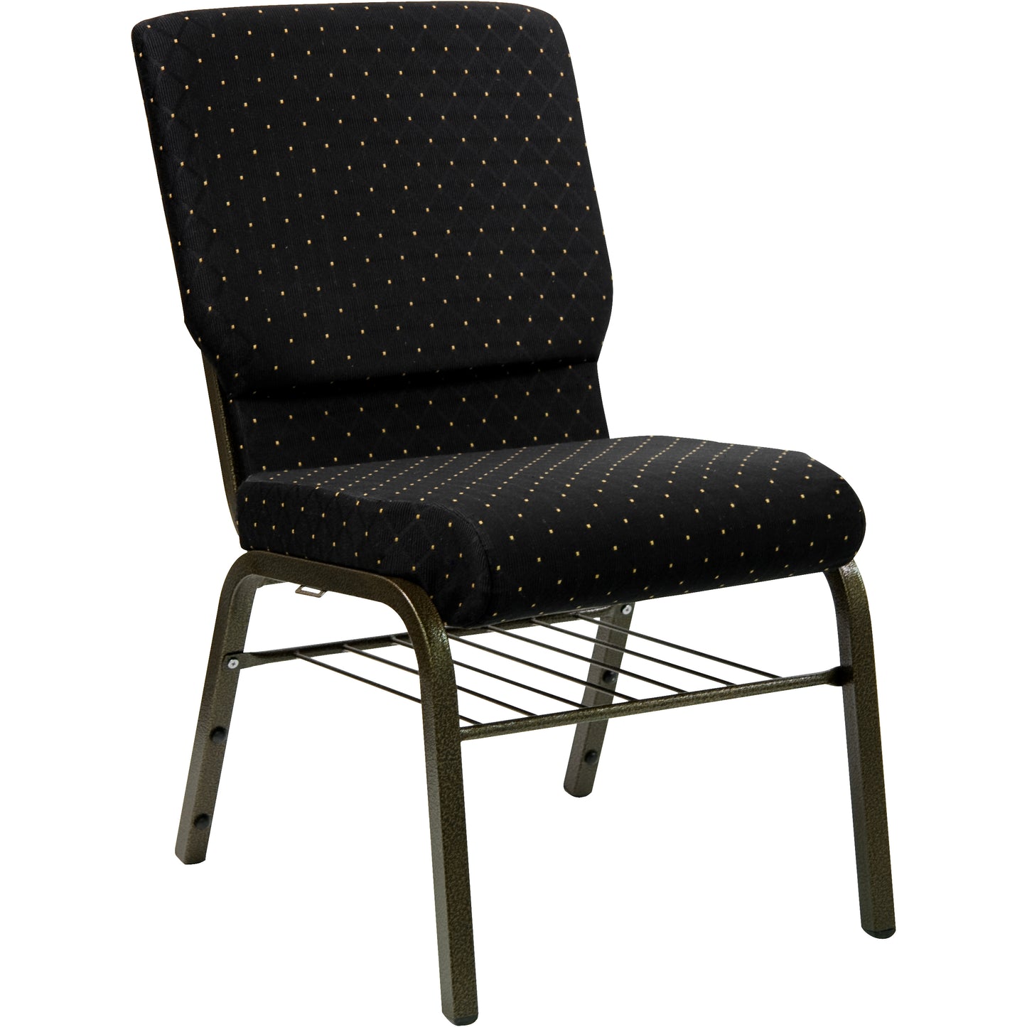 Black Dot Fabric Church Chair XU-CH-60096-BK-BAS-GG