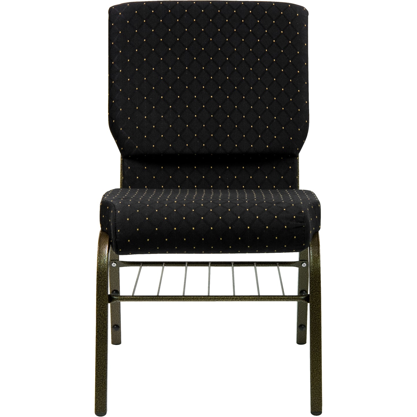 Black Dot Fabric Church Chair XU-CH-60096-BK-BAS-GG