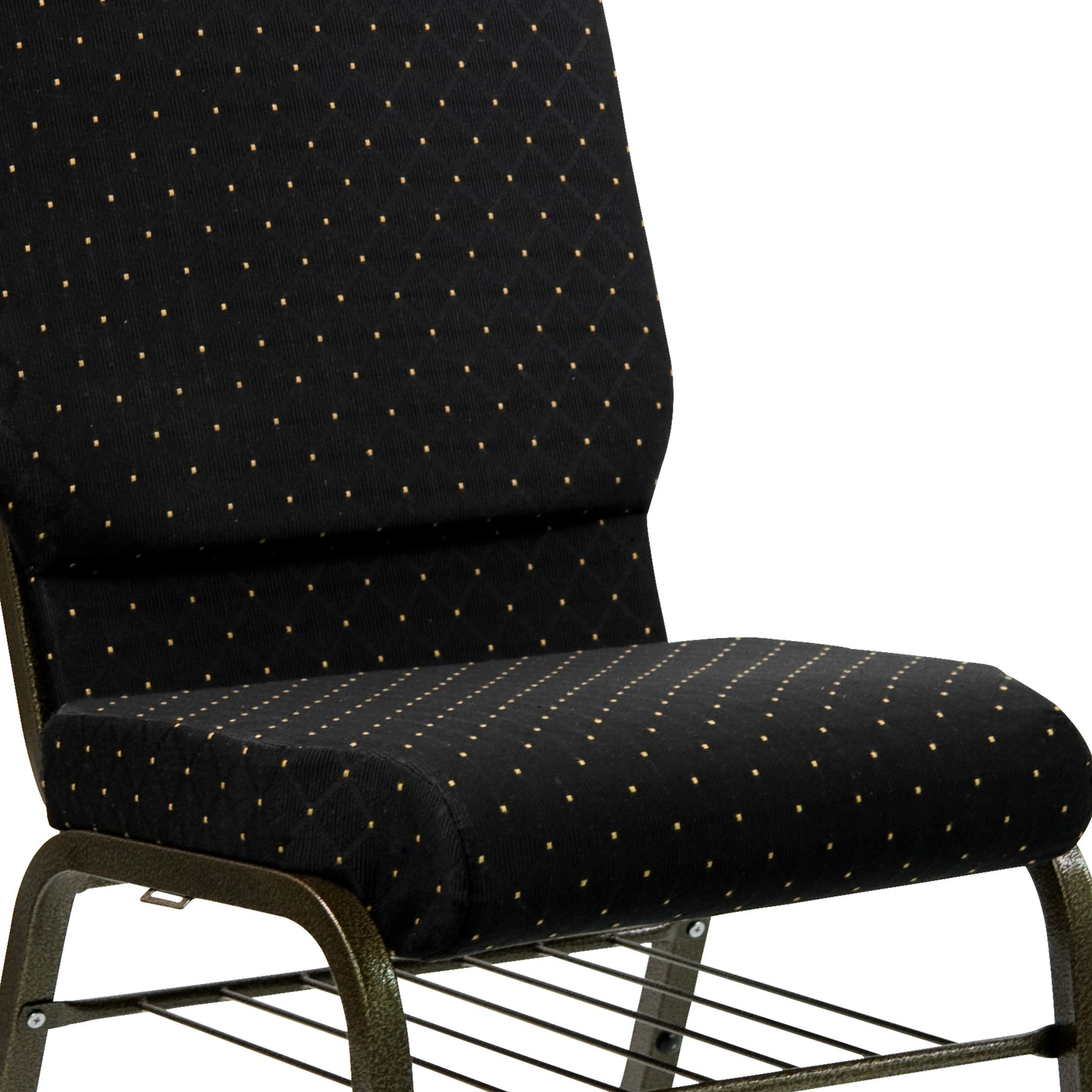 Black Dot Fabric Church Chair XU-CH-60096-BK-BAS-GG