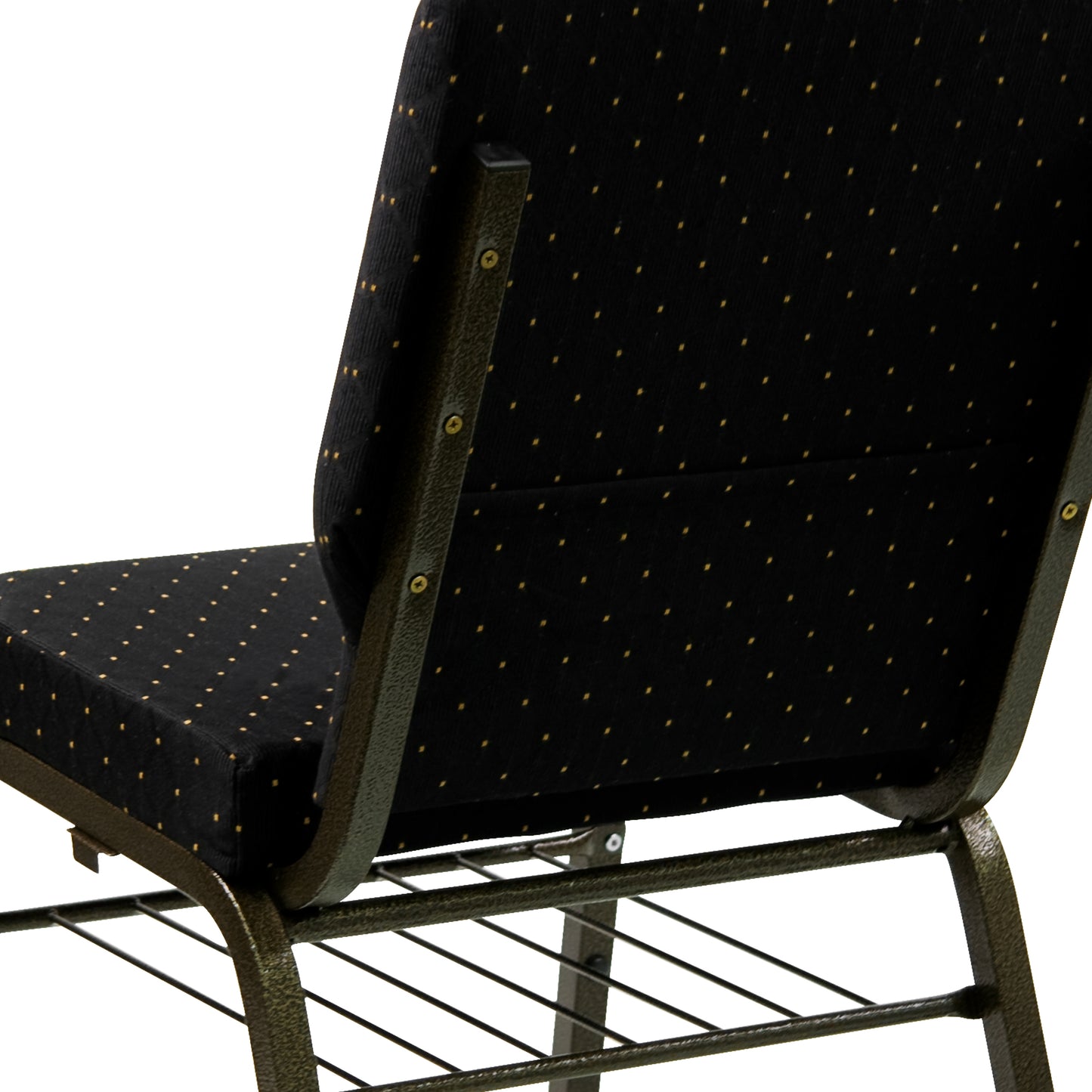 Black Dot Fabric Church Chair XU-CH-60096-BK-BAS-GG