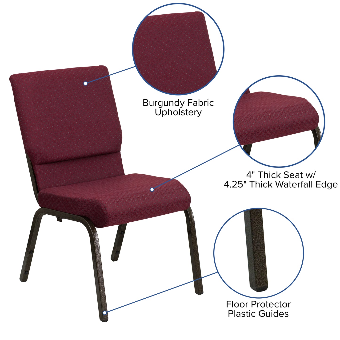 Burgundy Fabric Church Chair XU-CH-60096-BYXY56-GG