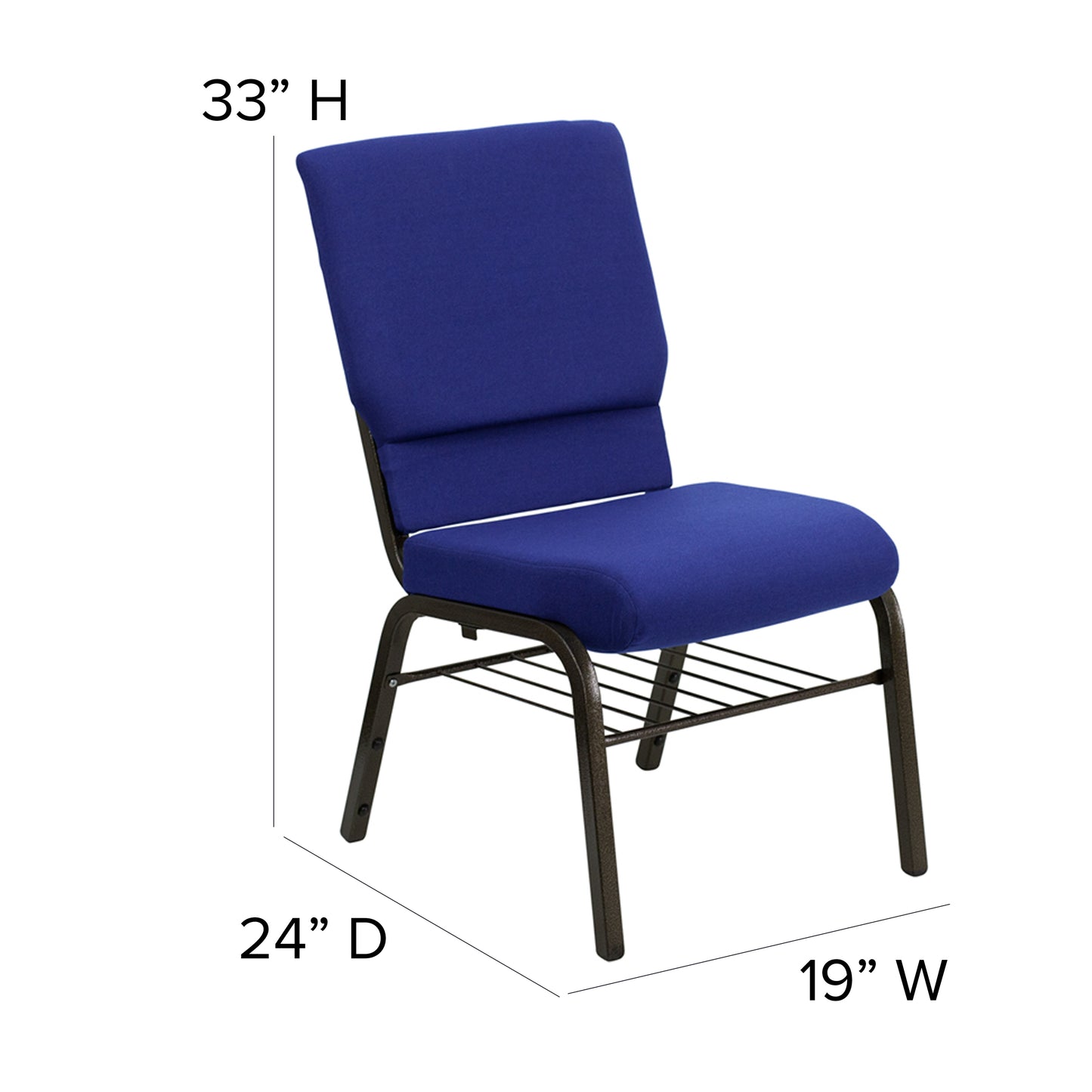 Blue Fabric Church Chair XU-CH-60096-NVY-BAS-GG