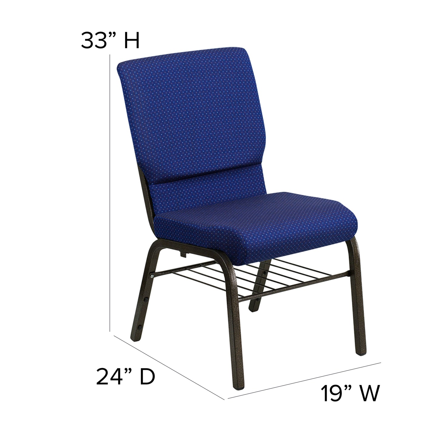 Blue Fabric Church Chair XU-CH-60096-NVY-DOT-BAS-GG