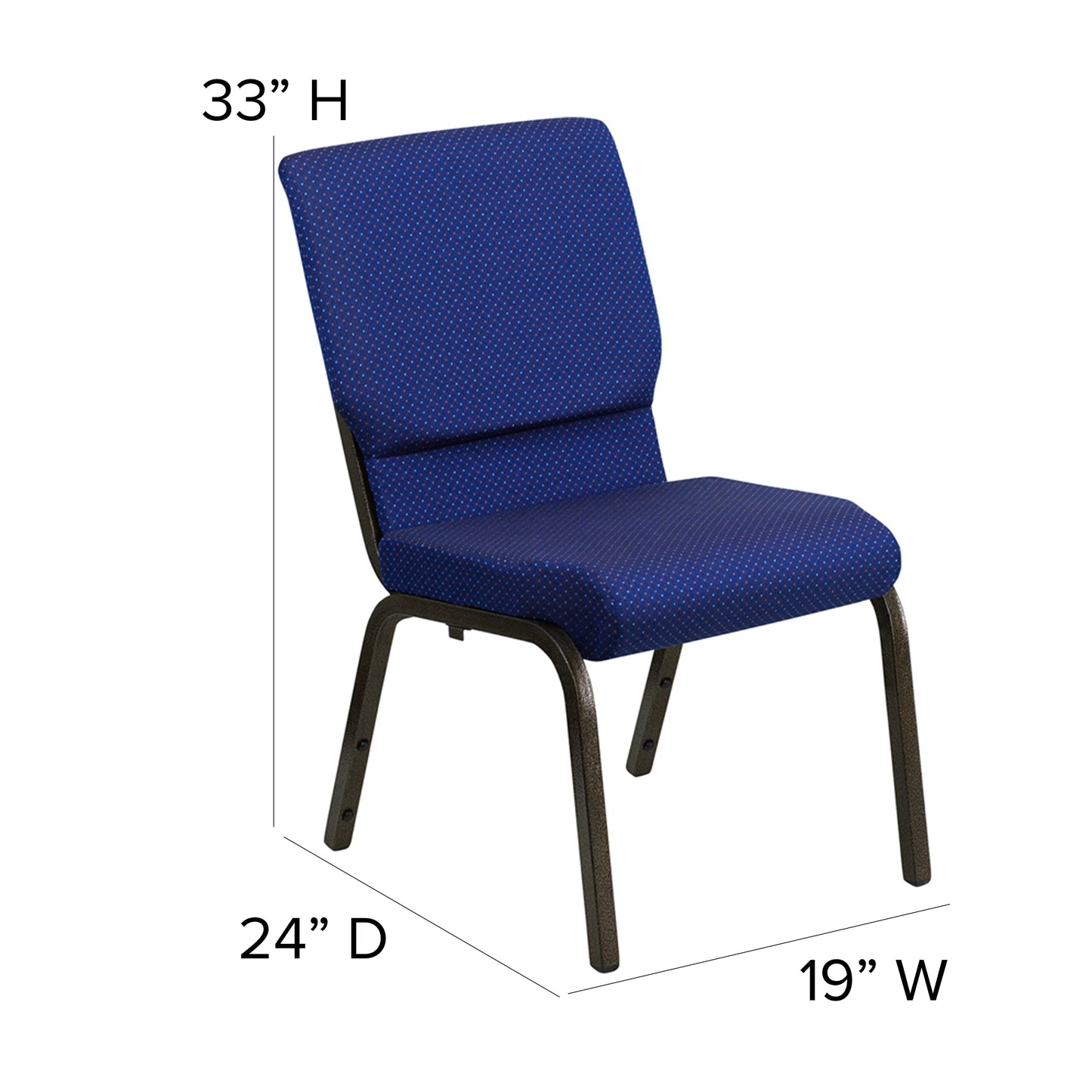 Blue Fabric Church Chair XU-CH-60096-NVY-DOT-GG