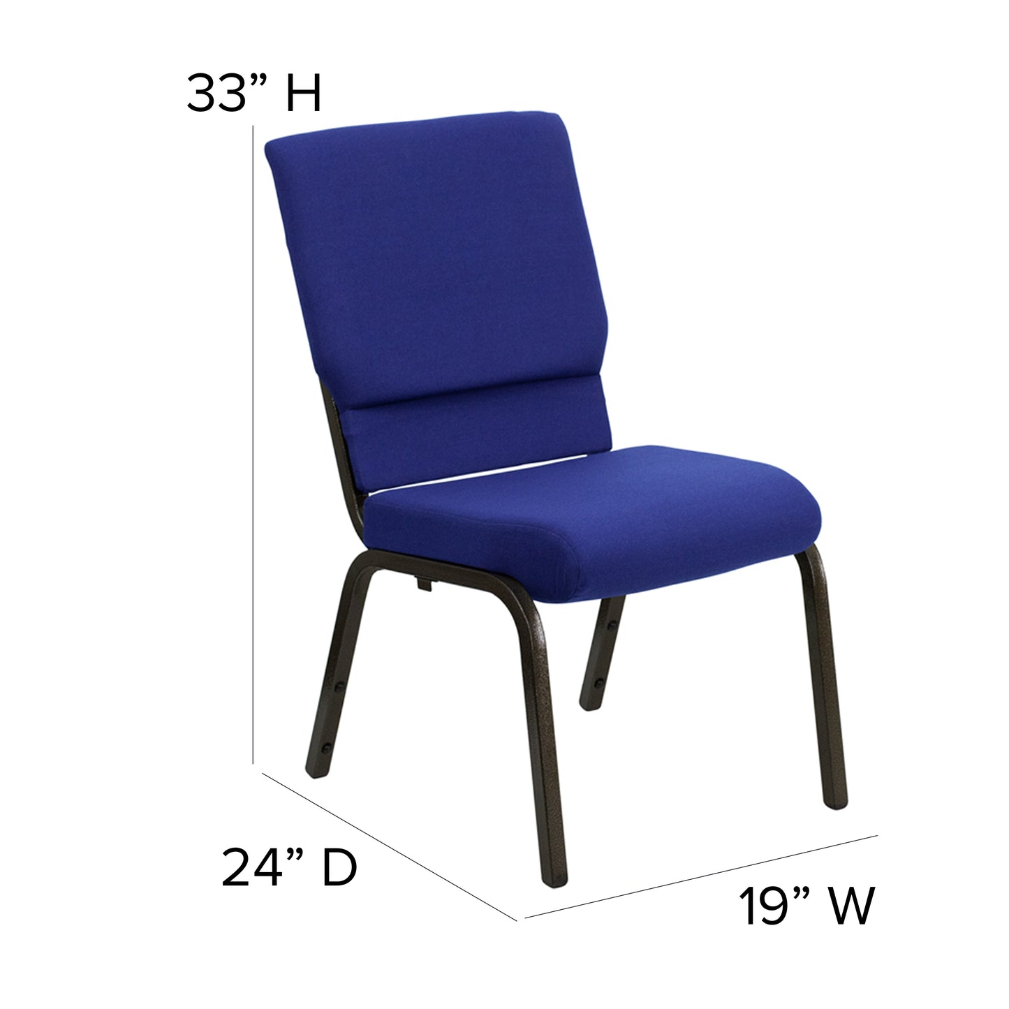 Blue Fabric Church Chair XU-CH-60096-NVY-GG