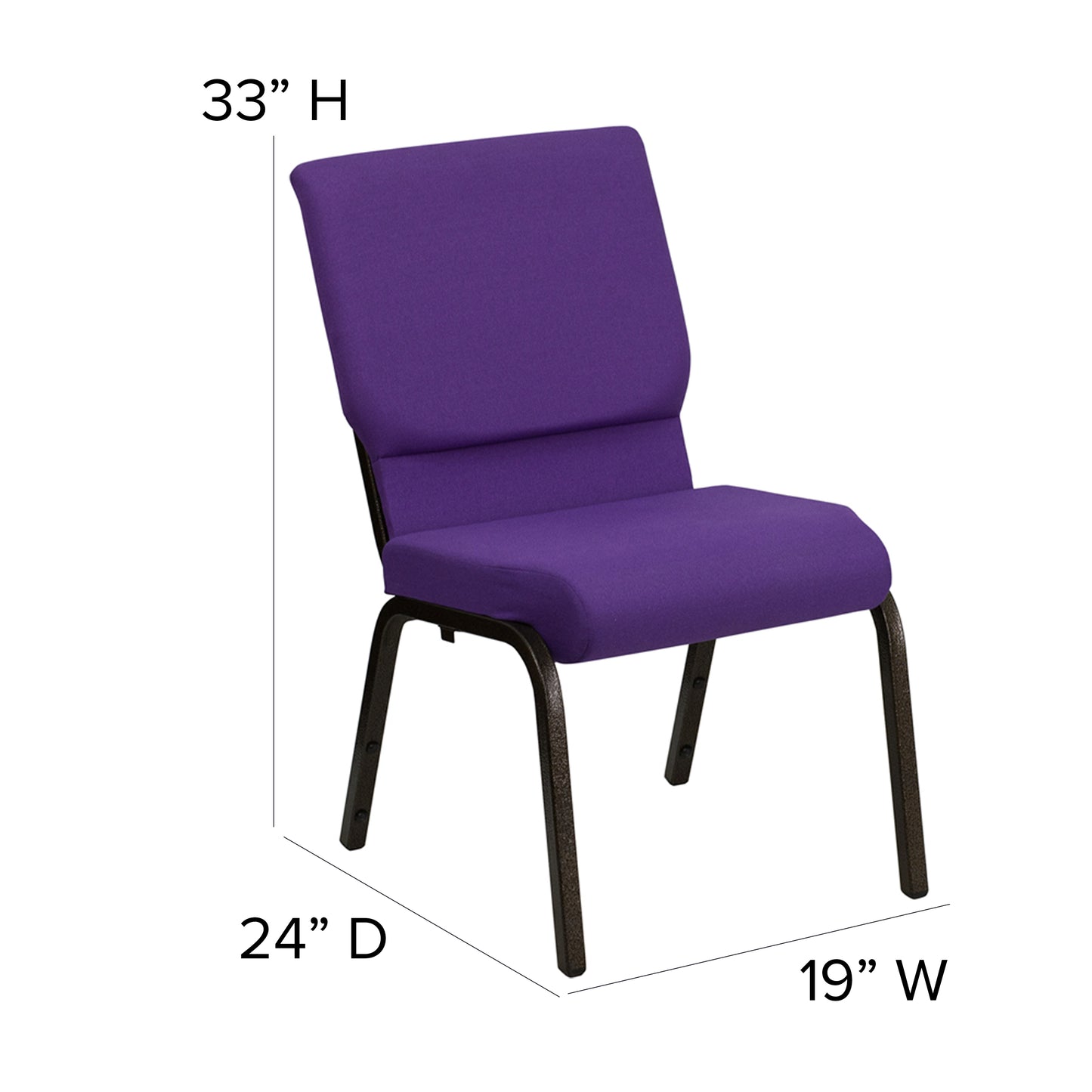 Purple Fabric Church Chair XU-CH-60096-PU-GG