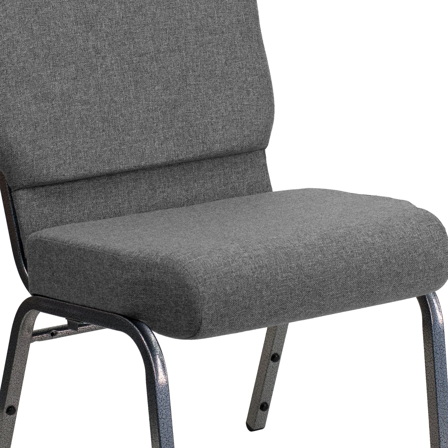 Gray Fabric Church Chair XU-CH0221-GY-SV-GG