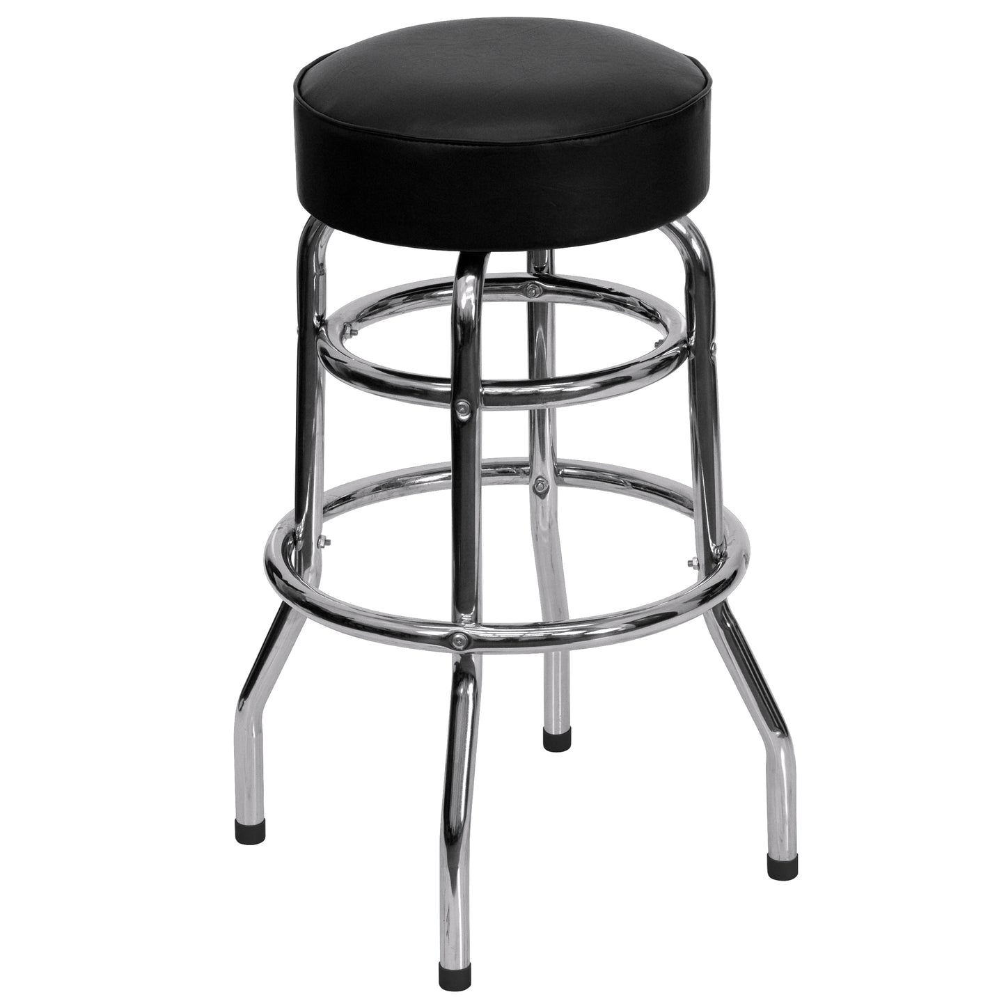 Black Double Ring Chrome Stool XU-D-100-GG